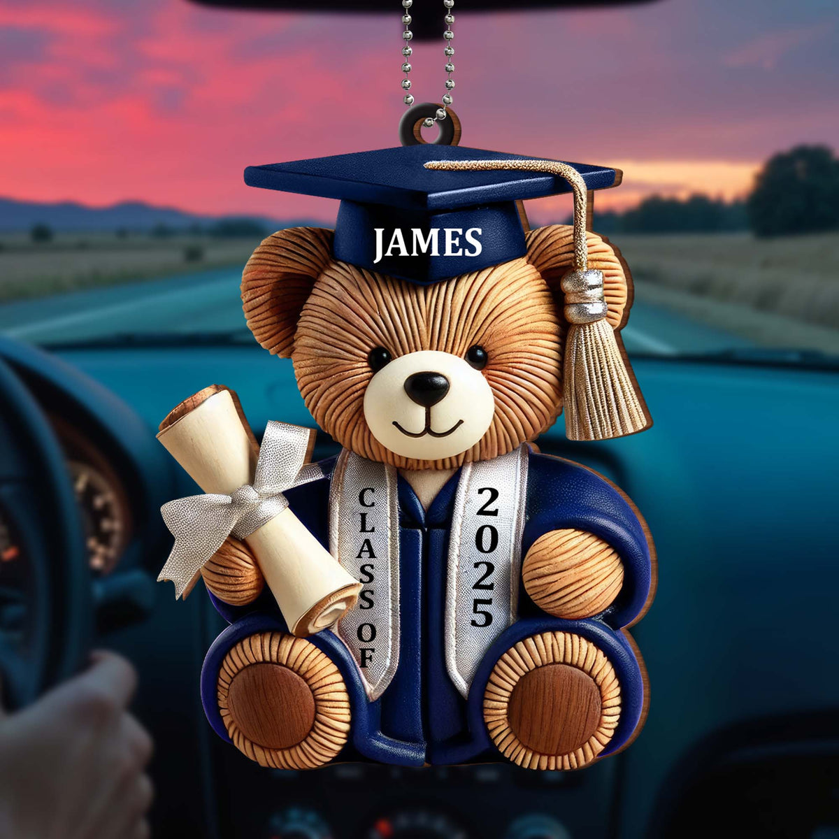 Graduation Wishes Teddy Bear - Personalized Custom Wood Ornament - Gift For Graduates - 4