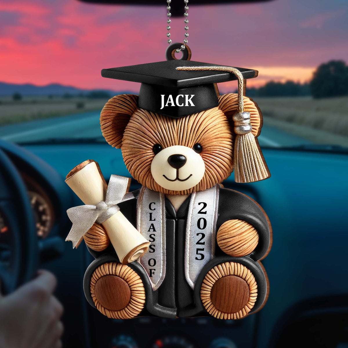 Graduation Wishes Teddy Bear - Personalized Custom Wood Ornament - Gift For Graduates - 2