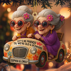 Let's Be Friends 'Til We're Old & Bonkers, Custom Wood Ornament, Gift For Besties - 2