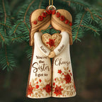 Custom "Sister I Got To Choose" Wood Ornament - Personalized Bestie Floral Keepsake - Christmas Tree Decoration Gift for Best Friends - 8