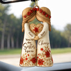 Custom "Sister I Got To Choose" Wood Ornament - Personalized Bestie Floral Keepsake - Christmas Tree Decoration Gift for Best Friends - 9