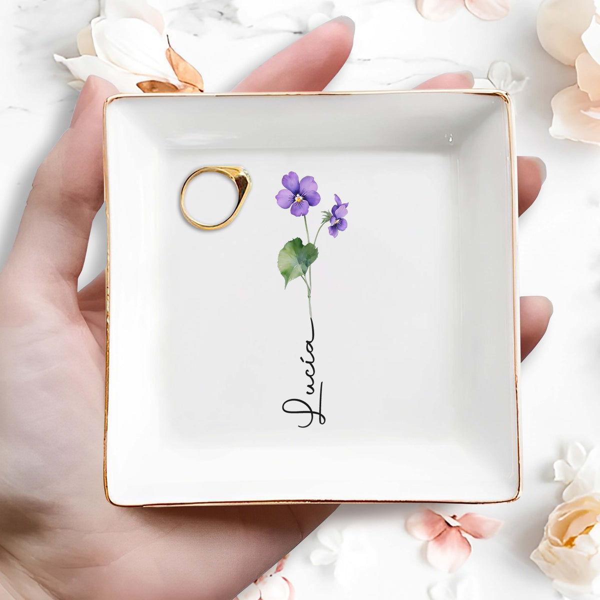 Let Your Love Bloom Forever - Personalized Custom Jewelry Dish - Gift For Beloved Ones - 2