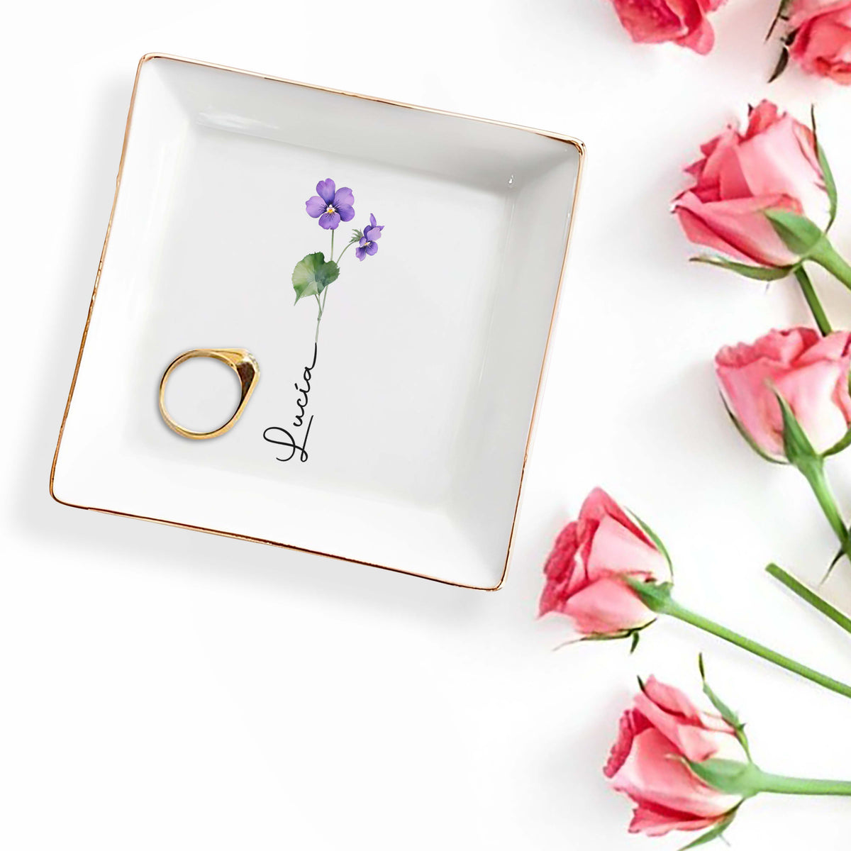 Let Your Love Bloom Forever - Personalized Custom Jewelry Dish - Gift For Beloved Ones - 3