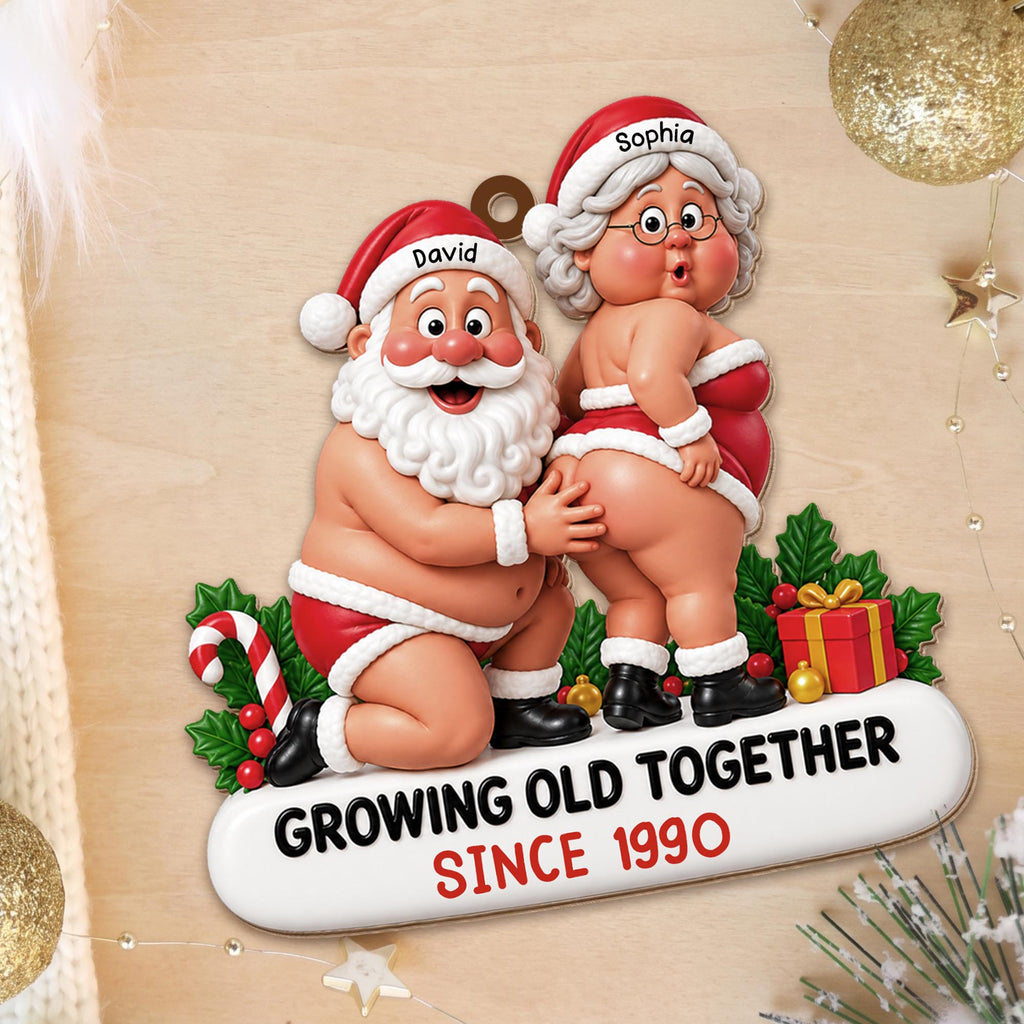 Growing Old Together, Personalized Custom Wood Ornament, Gift For Couples - 11