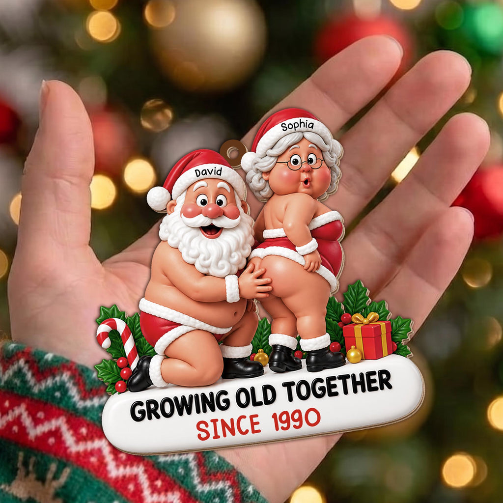 Growing Old Together, Personalized Custom Wood Ornament, Gift For Couples - 3