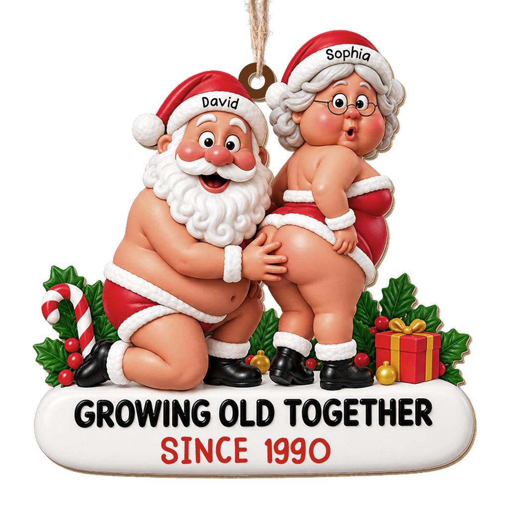 Growing Old Together, Personalized Custom Wood Ornament, Gift For Couples - 12