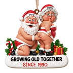 Growing Old Together, Personalized Custom Wood Ornament, Gift For Couples - 12