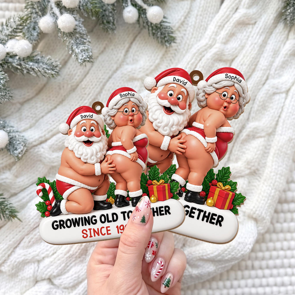 Growing Old Together, Personalized Custom Wood Ornament, Gift For Couples - 4