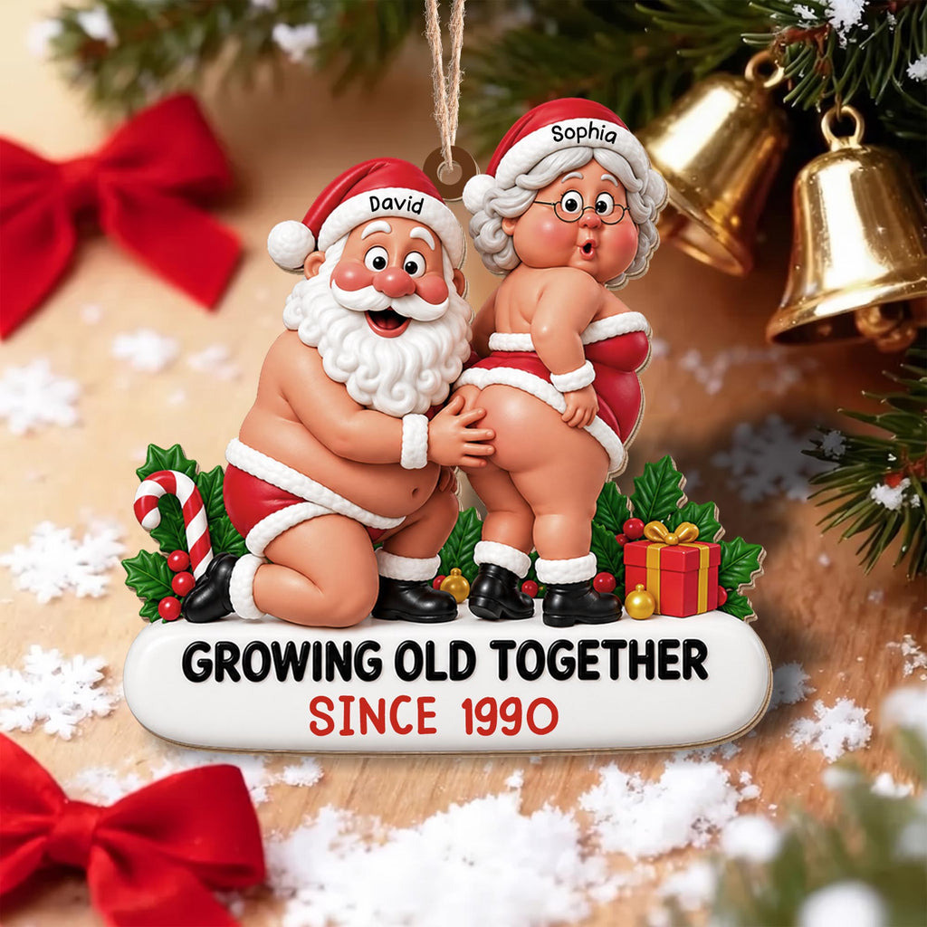 Growing Old Together, Personalized Custom Wood Ornament, Gift For Couples - 6