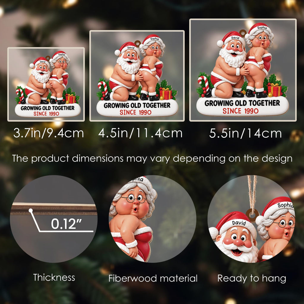 Growing Old Together, Personalized Custom Wood Ornament, Gift For Couples - 9