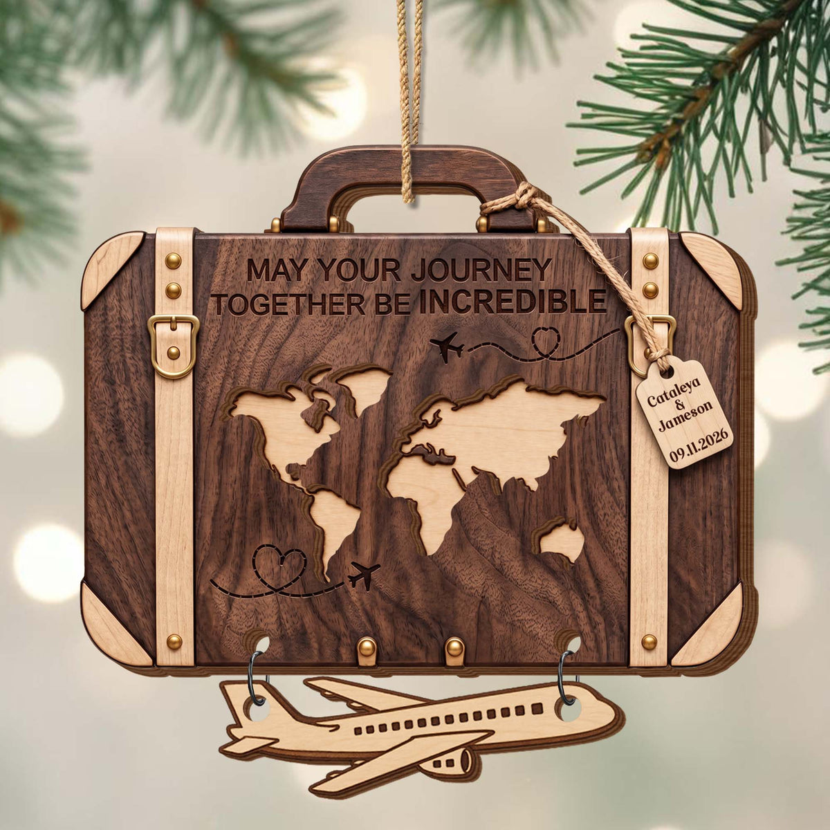 May Your Journey Together, Personalized Wooden Ornament, Couple Gift - 1