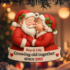 Growing Old Together With Santa and Mrs. Claus,Custom Wood Ornament,Gift For Couples and Family - 1