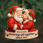 Growing Old Together With Santa and Mrs. Claus,Custom Wood Ornament,Gift For Couples and Family - 4
