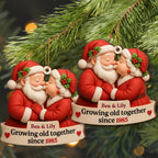 Growing Old Together With Santa and Mrs. Claus,Custom Wood Ornament,Gift For Couples and Family - 5