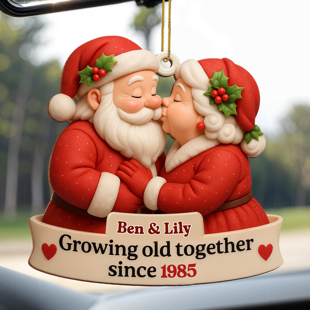 Growing Old Together With Santa and Mrs. Claus,Custom Wood Ornament,Gift For Couples and Family - 6
