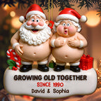 Growing Old Together Santa And Mrs. Claus Ornament, Custom Wood Ornament, Gift For Couples And Parents - 3