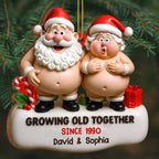 Growing Old Together Santa And Mrs. Claus Ornament, Custom Wood Ornament, Gift For Couples And Parents - 4