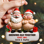 Growing Old Together Santa And Mrs. Claus Ornament, Custom Wood Ornament, Gift For Couples And Parents - 5