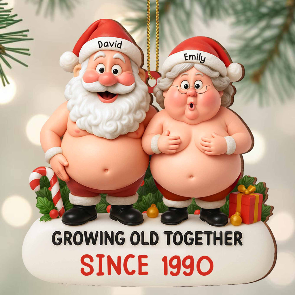 Growing Old Together, Santa And Mrs. Claus Ornament, Gift For Couples - 2