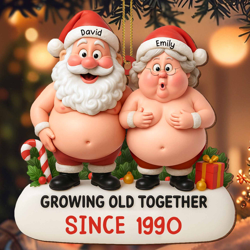 Growing Old Together, Santa And Mrs. Claus Ornament, Gift For Couples - 3