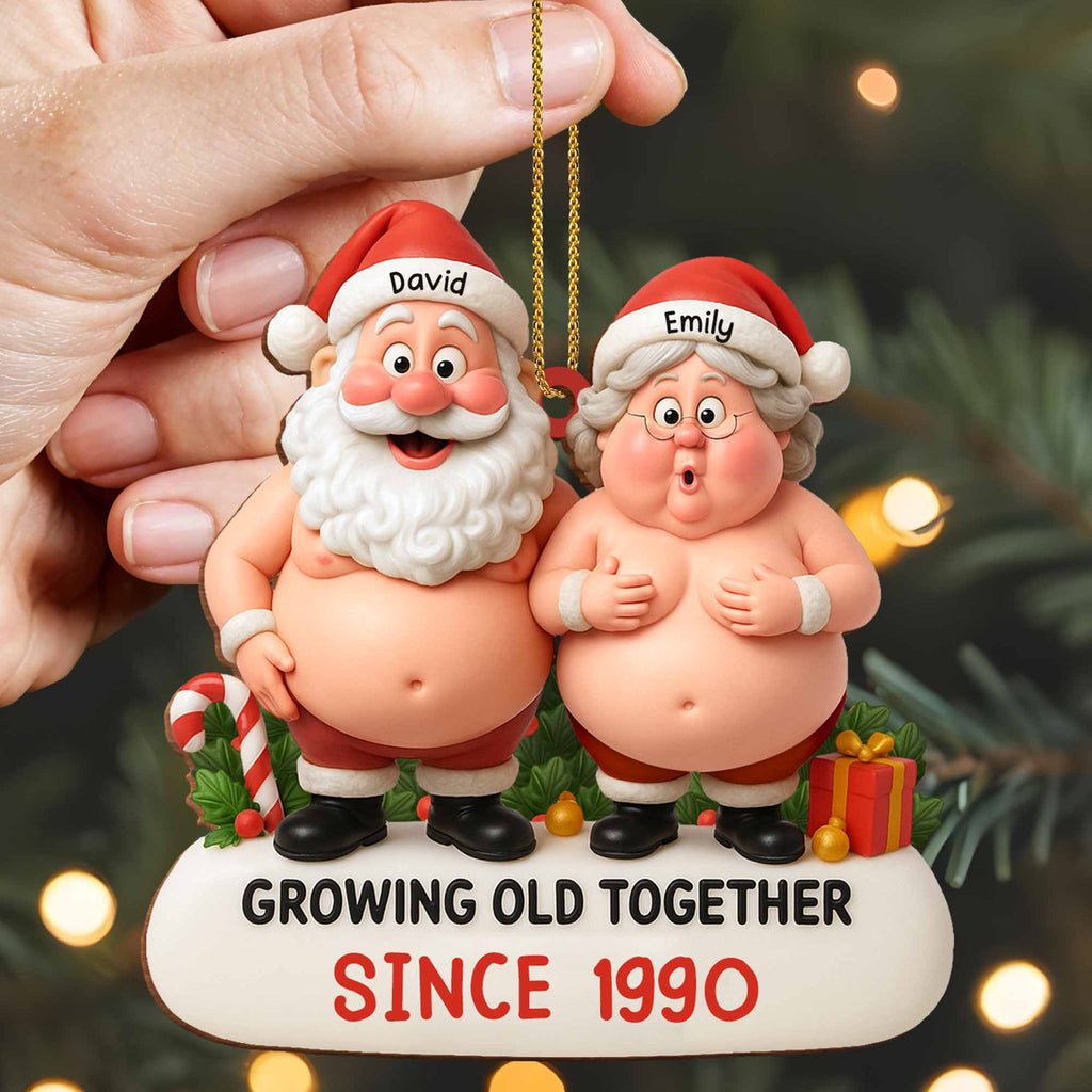 Growing Old Together, Santa And Mrs. Claus Ornament, Gift For Couples - 5