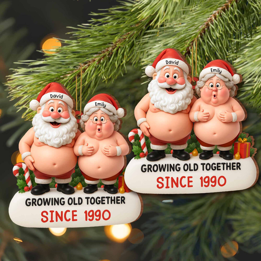 Growing Old Together, Santa And Mrs. Claus Ornament, Gift For Couples - 6