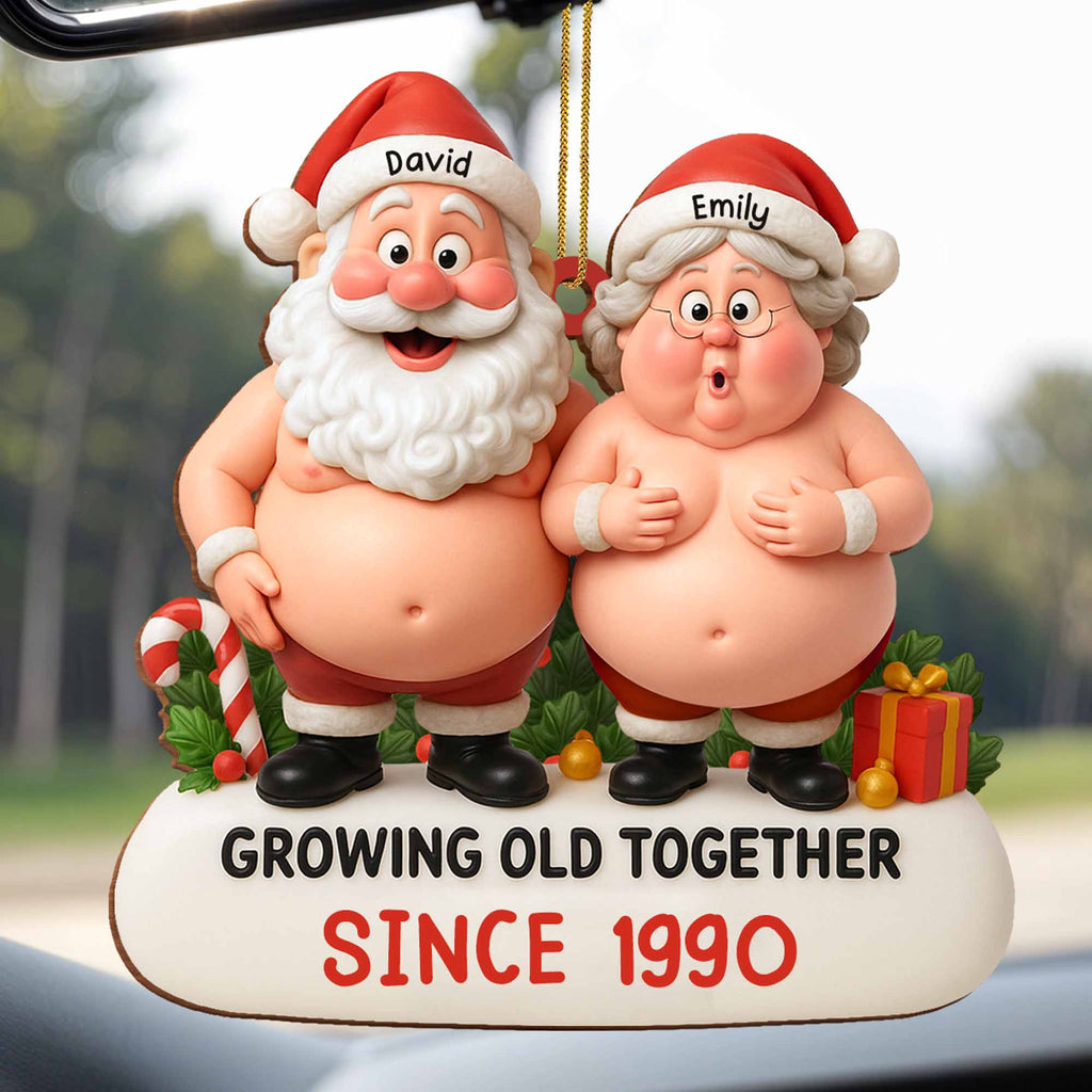 Growing Old Together, Santa And Mrs. Claus Ornament, Gift For Couples - 7