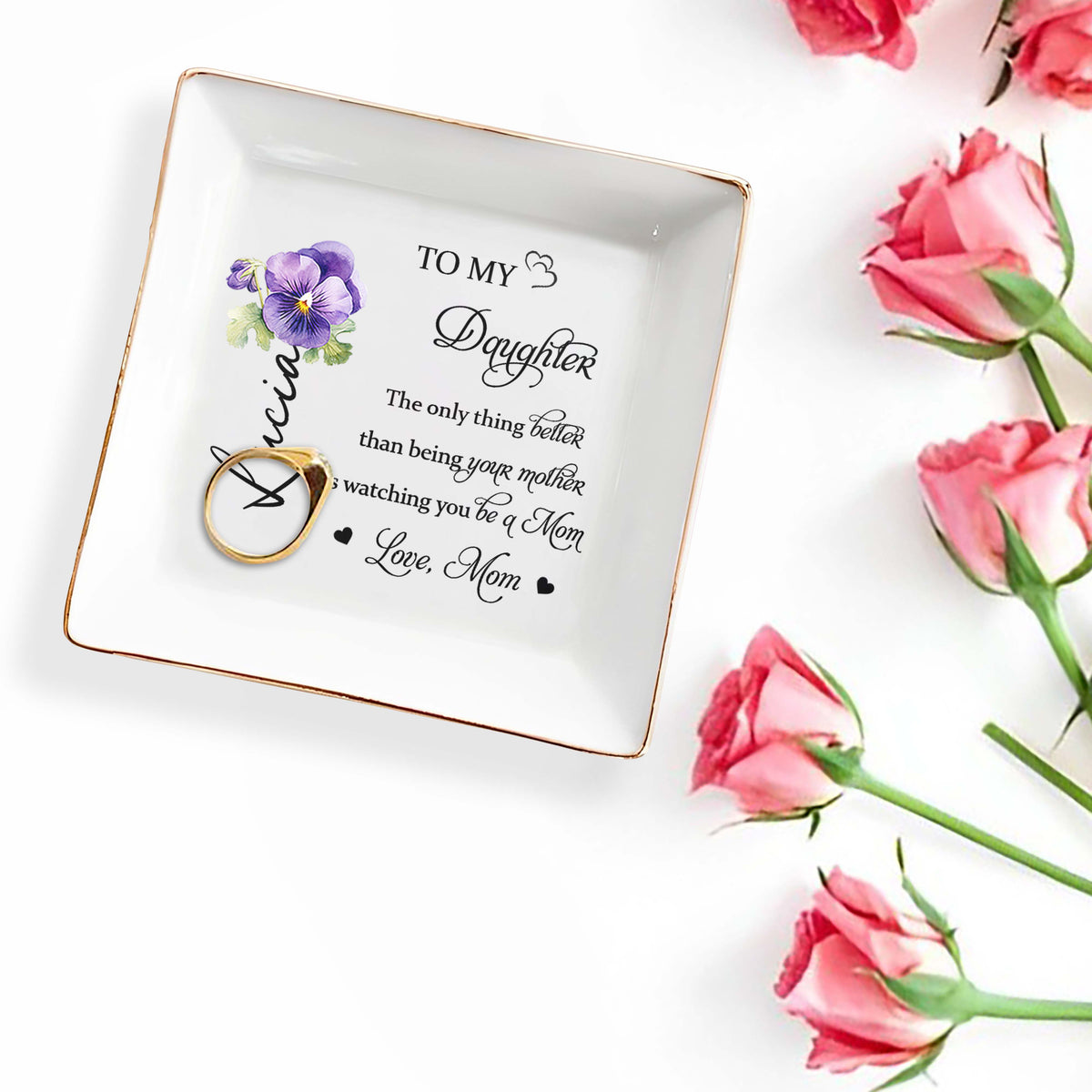 To My Daughter - Personalized Custom Jewelry Dish - Gift For Mothers And Daughters - 3