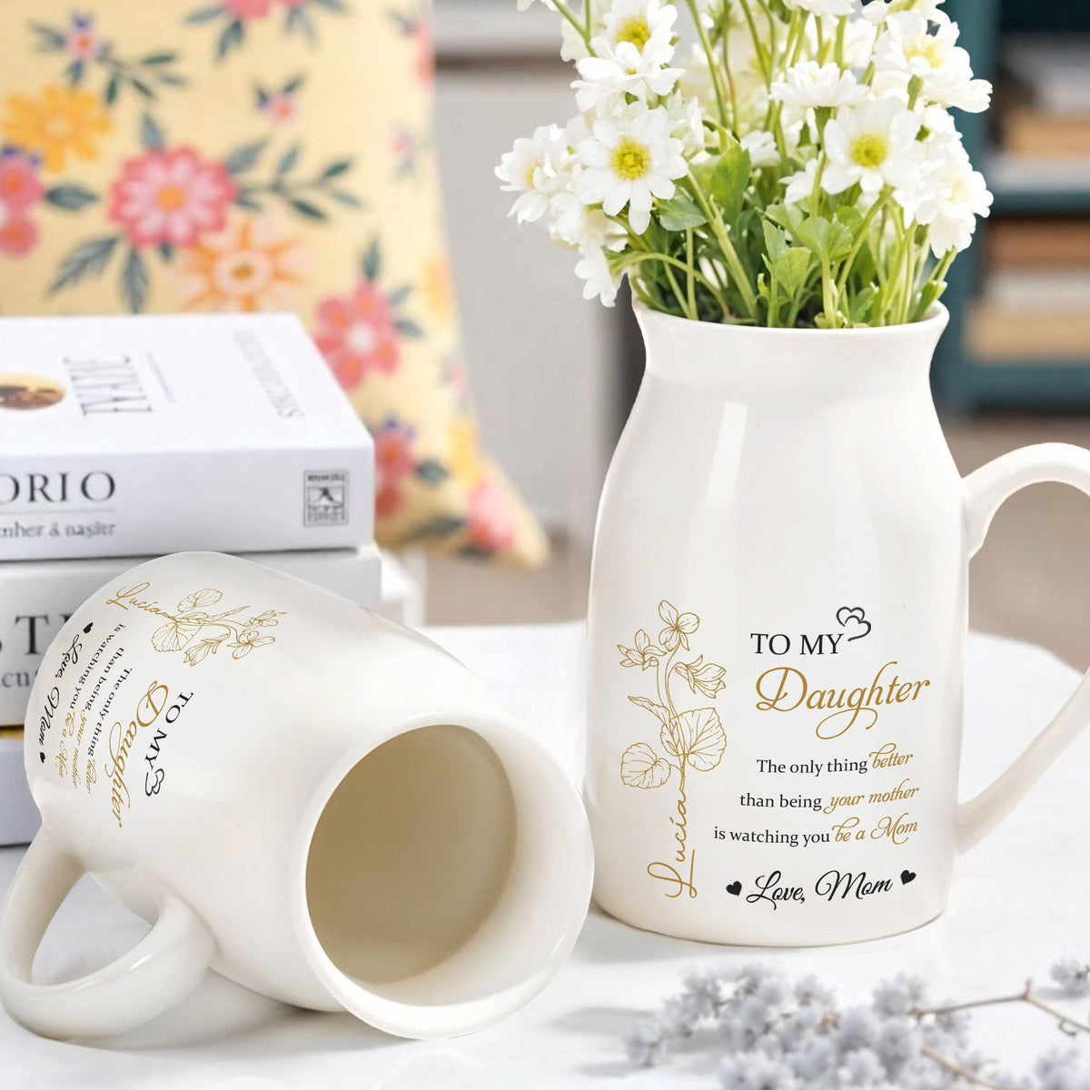 To My Daughter - Love From Mom Personalized Custom Vase - Gift For Daughters - 5