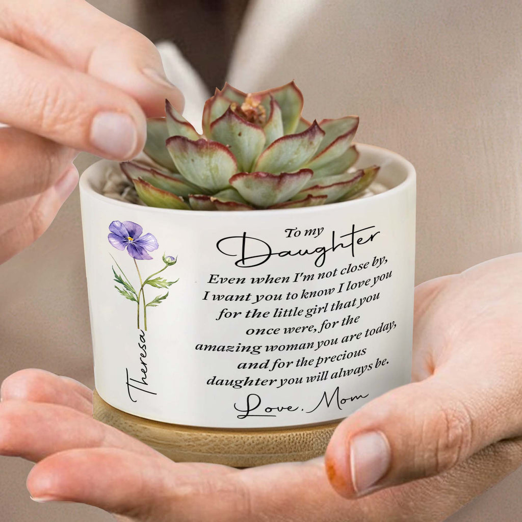 Personalized "To My Daughter" Ceramic Plant Pot - Custom Flower Planter with Drainage Hole - Mother's Day, Birthday Gift for Daughter - 2