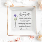 Personalized "To My Daughter" Square Ceramic Jewelry Dish - Custom Trinket Ring Holder Bowl - Birthday, Graduation Floral Gift for Her - 2