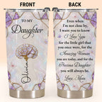 Personalized "To My Daughter" 20oz Stainless Steel Tumbler - Custom Flower & Butterfly Travel Mug - Birthday, Graduation Gift from Mom, Dad - 2
