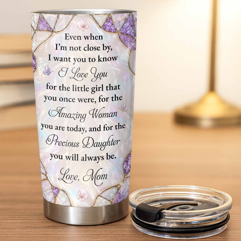 Personalized "To My Daughter" 20oz Stainless Steel Tumbler - Custom Flower & Butterfly Travel Mug - Birthday, Graduation Gift from Mom, Dad - 5