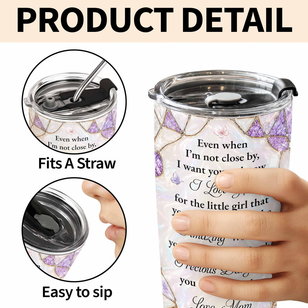 Personalized "To My Daughter" 20oz Stainless Steel Tumbler - Custom Flower & Butterfly Travel Mug - Birthday, Graduation Gift from Mom, Dad - 7