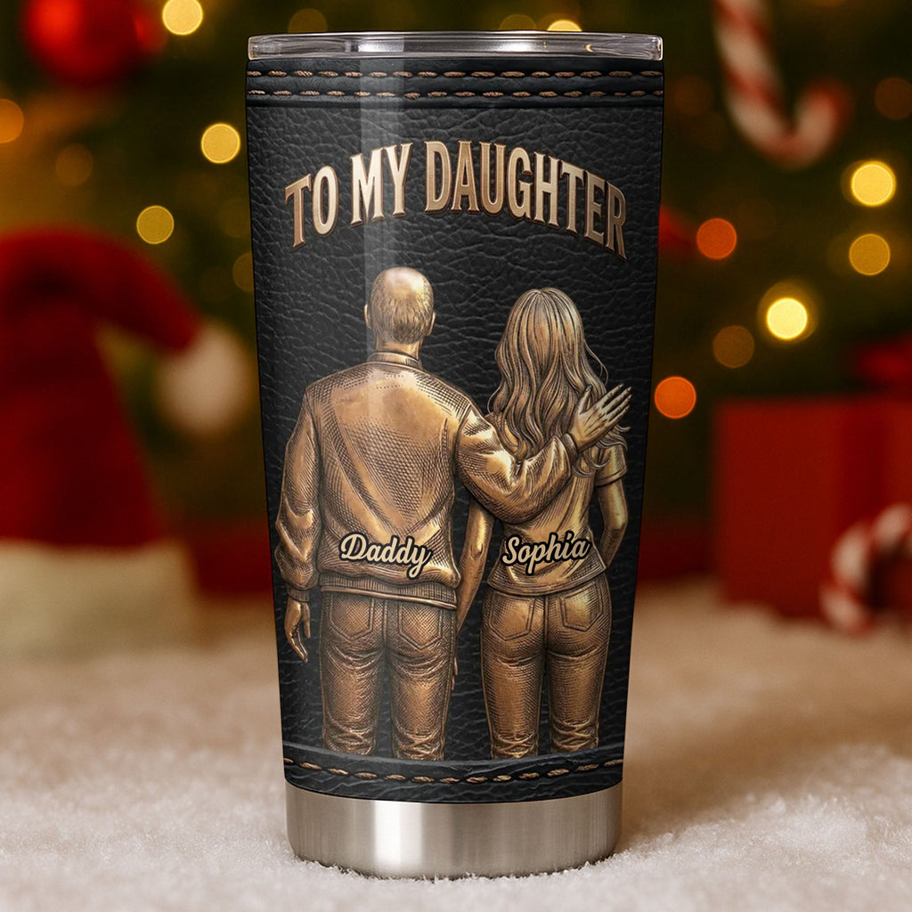 Custom "To My Daughter I Love You" 20oz Stainless Steel Tumbler with Lid - Personalized Travel Coffee Mug - Graduation, Birthday Gift - 4