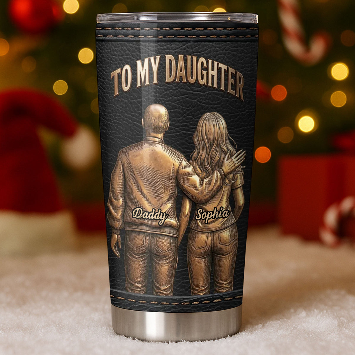 Custom "To My Daughter I Love You" 20oz Stainless Steel Tumbler with Lid - Personalized Travel Coffee Mug - Graduation, Birthday Gift - 4