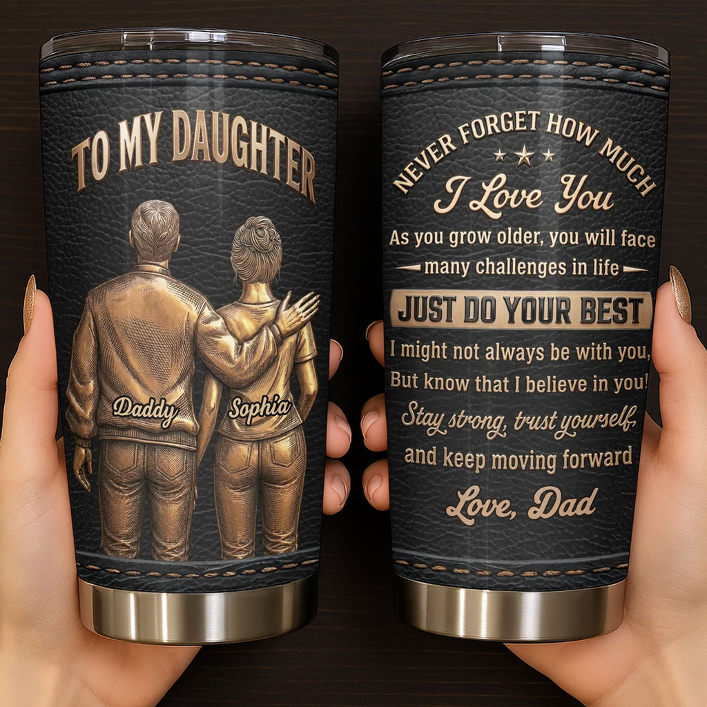 Custom "To My Daughter I Love You" 20oz Stainless Steel Tumbler with Lid - Personalized Travel Coffee Mug - Graduation, Birthday Gift - 5