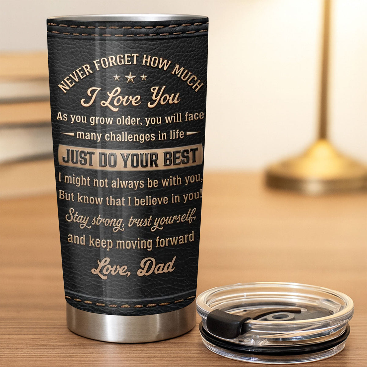Custom "To My Daughter I Love You" 20oz Stainless Steel Tumbler with Lid - Personalized Travel Coffee Mug - Graduation, Birthday Gift - 6
