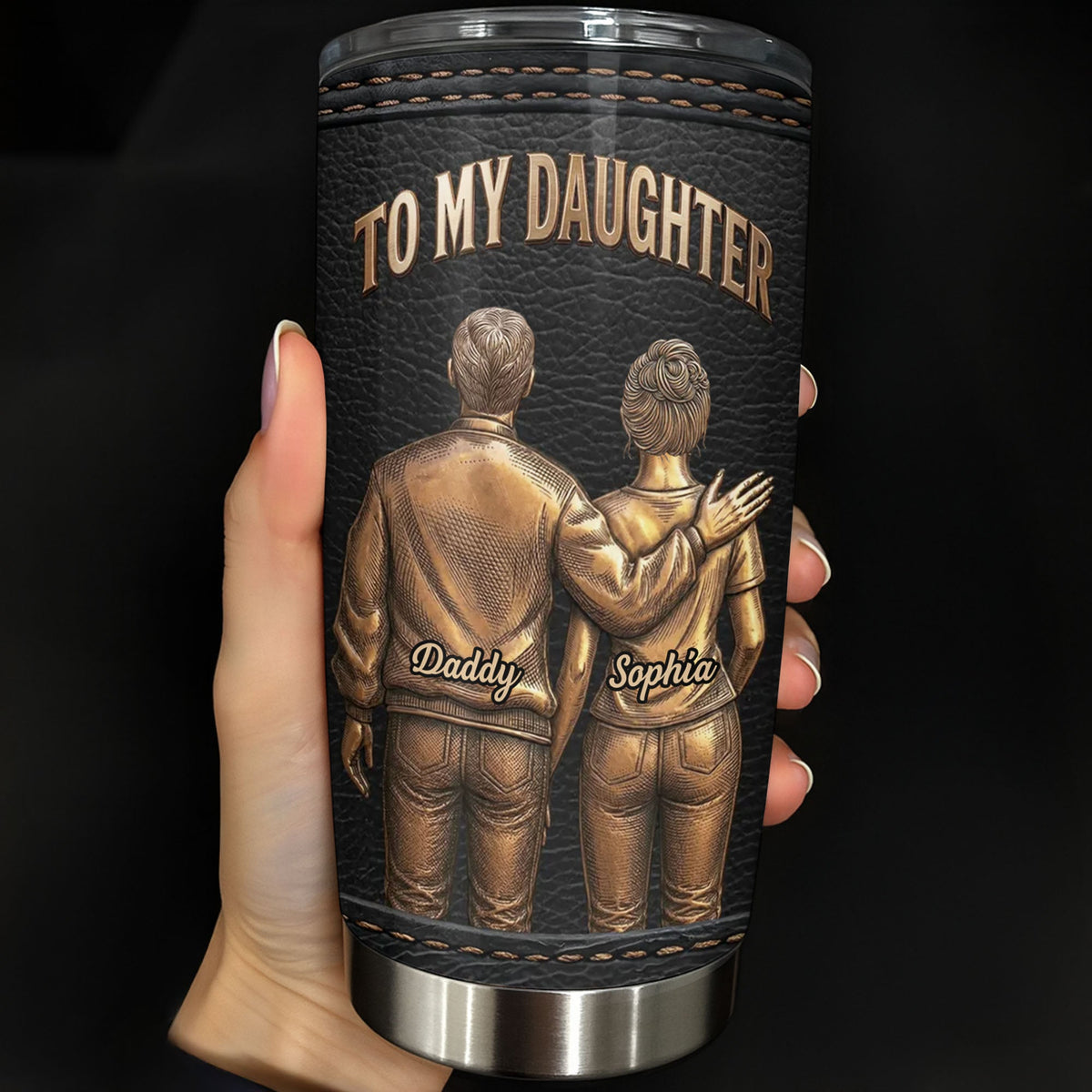 Custom "To My Daughter I Love You" 20oz Stainless Steel Tumbler with Lid - Personalized Travel Coffee Mug - Graduation, Birthday Gift - 7