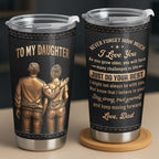 Custom "To My Daughter I Love You" 20oz Stainless Steel Tumbler with Lid - Personalized Travel Coffee Mug - Graduation, Birthday Gift - 1