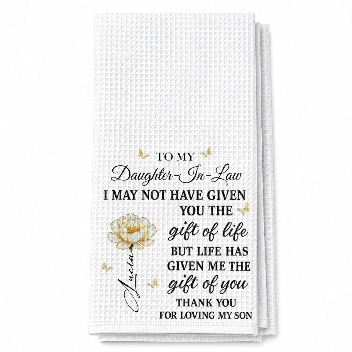 Personalized "To My Daughter-In-Law" Kitchen Towel - Custom Cotton Dish Towel - Mother's Day, Wedding, Housewarming Gift for Her - 7