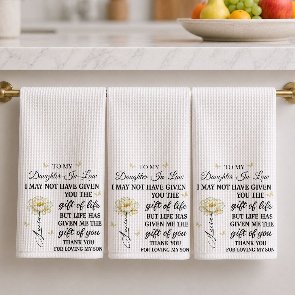 Personalized "To My Daughter-In-Law" Kitchen Towel - Custom Cotton Dish Towel - Mother's Day, Wedding, Housewarming Gift for Her - 8