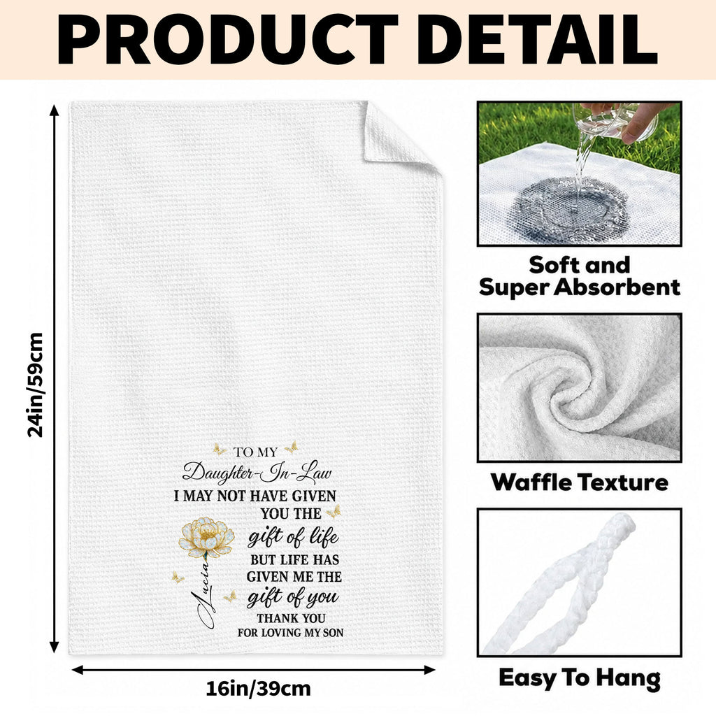 Personalized "To My Daughter-In-Law" Kitchen Towel - Custom Cotton Dish Towel - Mother's Day, Wedding, Housewarming Gift for Her - 5