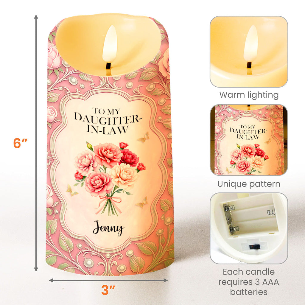 To My Daughter-In-Law, Gift Of Life, Flowers and Butterflies, Custom LED Candle, Gift For Daughter-In-Laws - 3