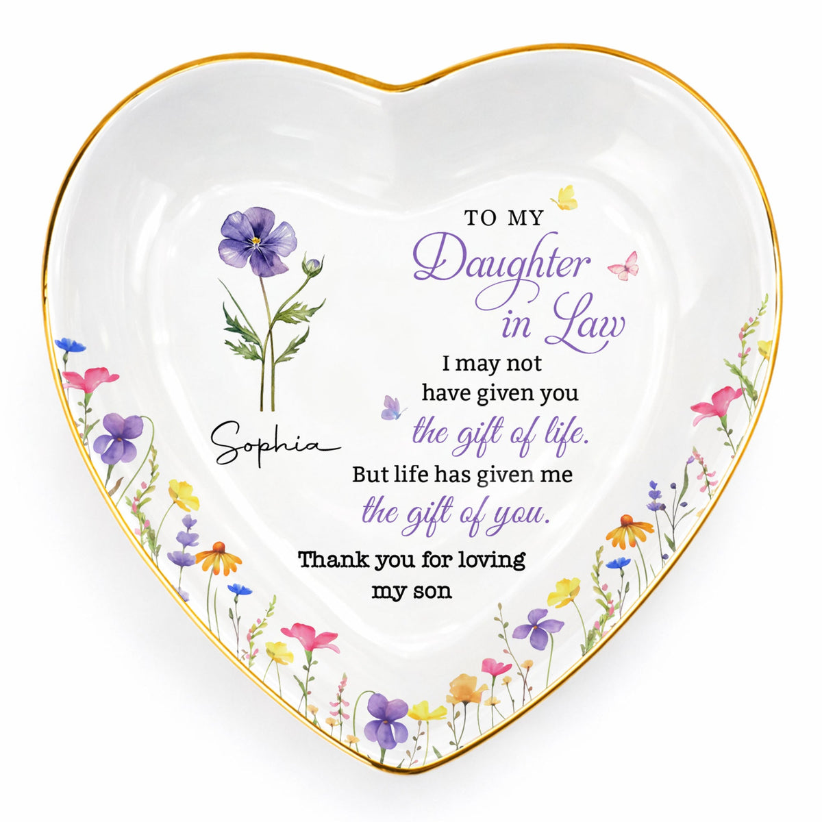 To My Daughter In Law, Ceramic Dish, Gift For Daughter-In-Law and Flower Lovers - 10