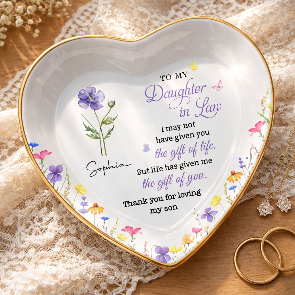 To My Daughter In Law, Ceramic Dish, Gift For Daughter-In-Law and Flower Lovers - 1