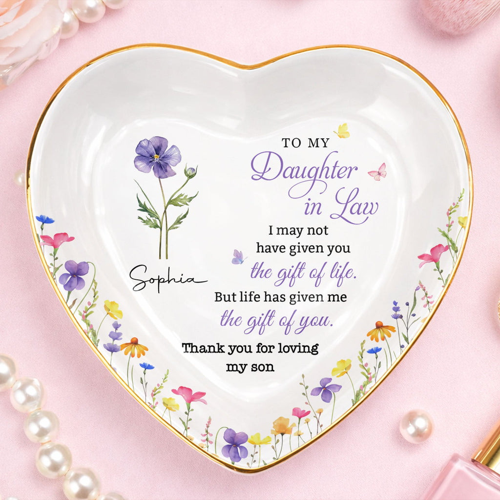 To My Daughter In Law, Ceramic Dish, Gift For Daughter-In-Law and Flower Lovers - 4