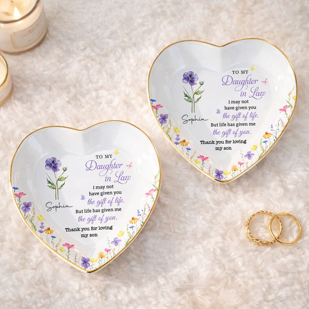 To My Daughter In Law, Ceramic Dish, Gift For Daughter-In-Law and Flower Lovers - 6