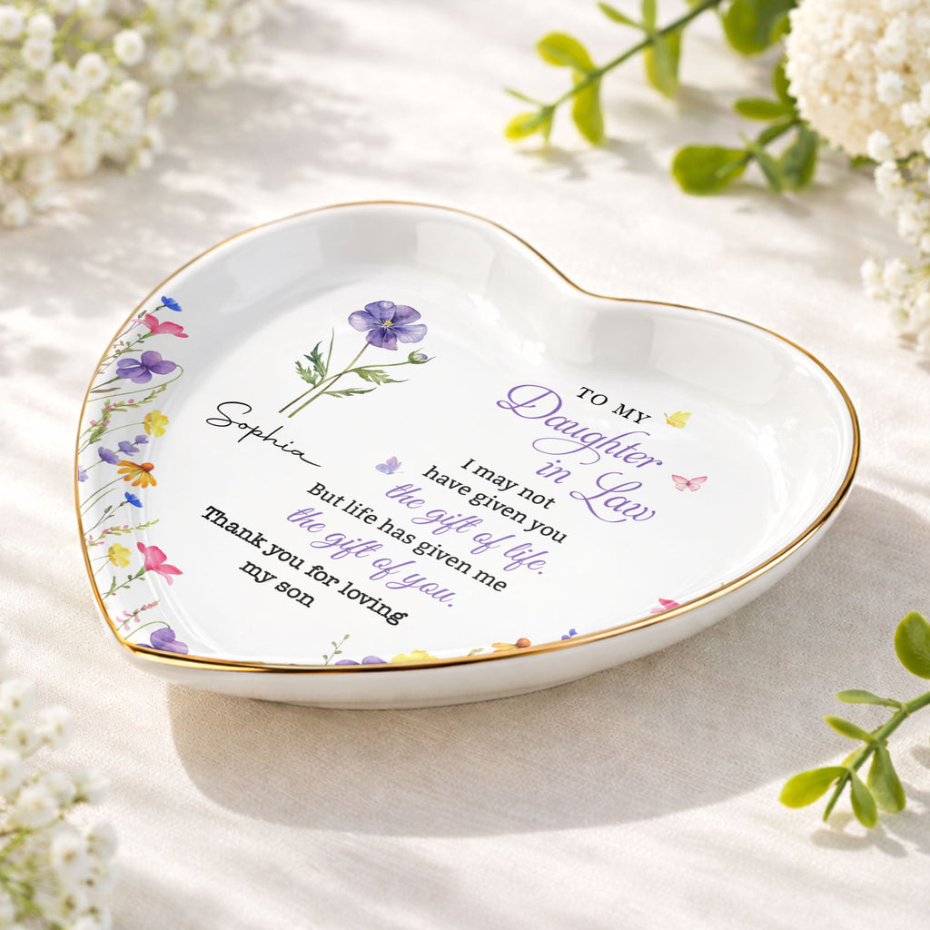 To My Daughter In Law, Ceramic Dish, Gift For Daughter-In-Law and Flower Lovers - 7
