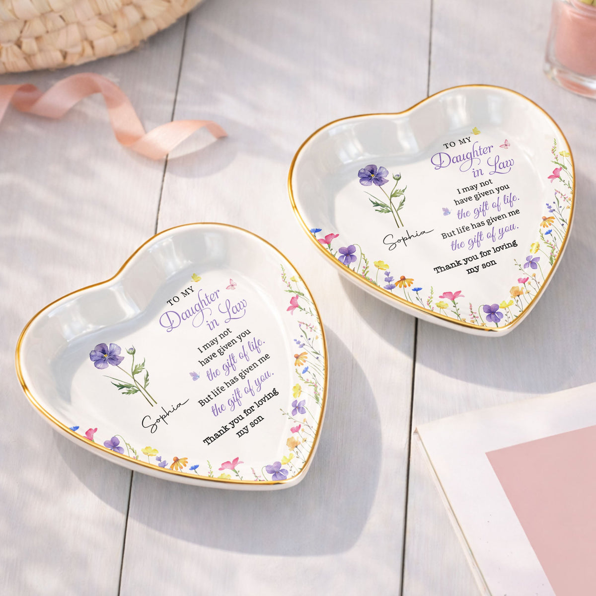 To My Daughter In Law, Ceramic Dish, Gift For Daughter-In-Law and Flower Lovers - 9
